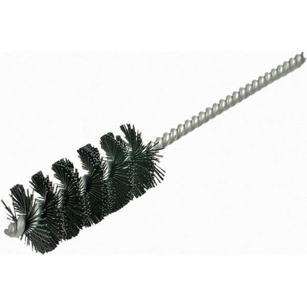 Brush Research Mfg. - 5/16" Diam Helical Nylon Tube Brush - Single Spiral, 0.01" Filament Diam, 1-1/2" Brush Length, 4-1/2" OAL, Galvanized Steel Shank - All Tool & Supply