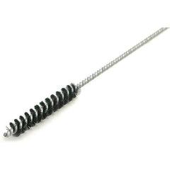 Brush Research Mfg. - 7/16" Diam Helical Nylon Tube Brush - Single Spiral, 0.014" Filament Diam, 2-1/2" Brush Length, 12" OAL, 0.168" Diam Galvanized Steel Shank - All Tool & Supply