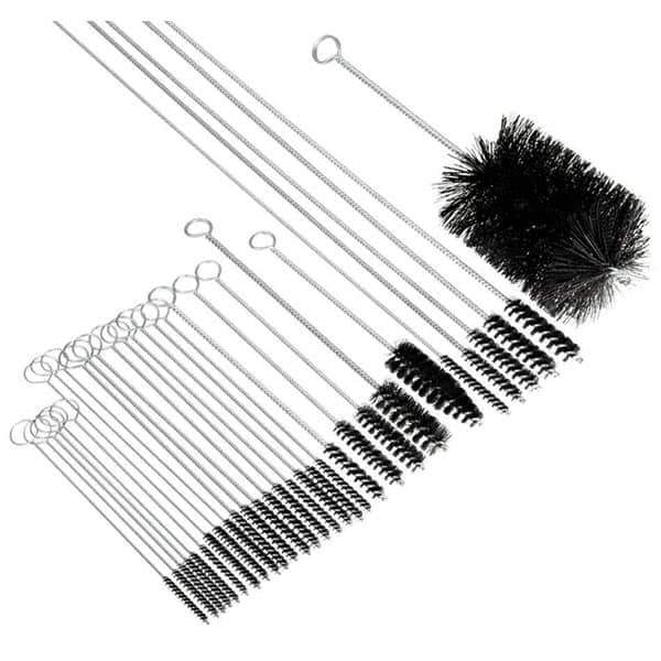 Brush Research Mfg. - 3/4" Diam Helical Nylon Tube Brush - Single Spiral, 0.028" Filament Diam, 3" Brush Length, 14" OAL, 0.245" Diam Galvanized Steel Shank - All Tool & Supply