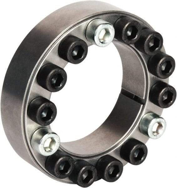 Climax Metal Products - M10 Thread, 2-11/16" Bore Diam, 4.331" OD, Shaft Locking Device - 14 Screws, 36,569 Lb Axial Load, 4.331" OAW, 0.945" Thrust Ring Width, 4,095 Ft/Lb Max Torque - All Tool & Supply