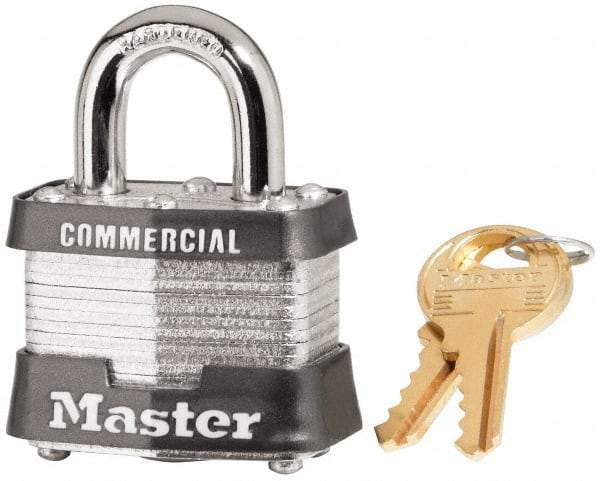 Master Lock - 3/4" Shackle Clearance, Keyed Different Maximum Security Padlock - 9/32" Shackle Diam, Laminated Steel - All Tool & Supply