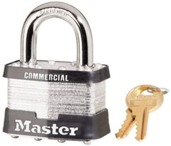 Master Lock - 1" Shackle Clearance, Keyed Alike Maximum Security Padlock - 3/8" Shackle Diam, Laminated Steel - All Tool & Supply