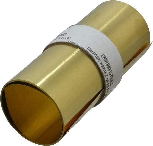 Made in USA - 100 Inch Long x 6 Inch Wide x 0.005 Inch Thick, Roll Shim Stock - Brass - All Tool & Supply