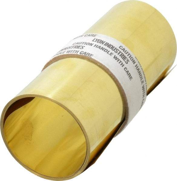 Made in USA - 100 Inch Long x 6 Inch Wide x 0.007 Inch Thick, Roll Shim Stock - Brass - All Tool & Supply