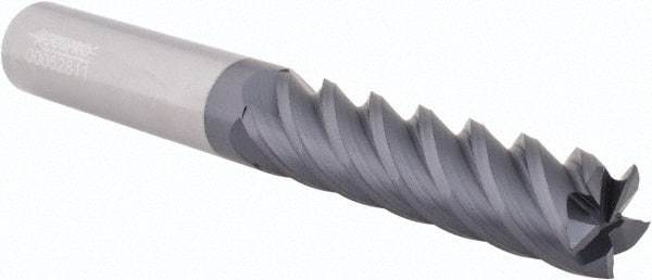 Accupro - 1/2", 2" LOC, 1/2" Shank Diam, 4" OAL, 5 Flute, Solid Carbide Square End Mill - Single End, AlTiN Finish, Spiral Flute, 45° Helix, Centercutting, Right Hand Cut, Right Hand Flute - All Tool & Supply