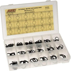 Made in USA - 310 Piece, M6 to M25, Steel, Snap External Retaining Ring Assortment - Includes Compartmented Case, Specification Labels - All Tool & Supply