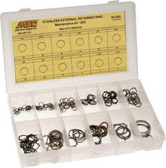 Value Collection - 315 Piece, 1/4 to 1-1/4", Stainless Steel, Snap External Retaining Ring Assortment - Includes Compartmented Case, Specification Labels - All Tool & Supply