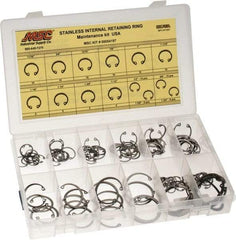 Value Collection - 120 Piece, 1/2 to 1-3/4", Stainless Steel, Snap Internal Retaining Ring Assortment - Includes Compartmented Case, Specification Labels - All Tool & Supply