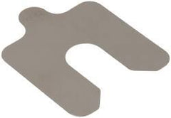 Made in USA - 20 Piece, 2 Inch Long x 2 Inch Wide x 0.005 Inch Thick, Slotted Shim Stock - Stainless Steel, 5/8 Inch Wide Slot - All Tool & Supply