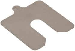 Made in USA - 10 Piece, 3 Inch Long x 3 Inch Wide x 0.015 Inch Thick, Slotted Shim Stock - Stainless Steel, 3/4 Inch Wide Slot - All Tool & Supply