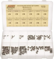 Value Collection - 200 Piece, #6-32 to 3/8-24, Stainless Steel Set Screw Assortment - Socket Cap Head, Hex Socket Drive, 3/16 to 3/8" Long, Grade 18-8 - All Tool & Supply