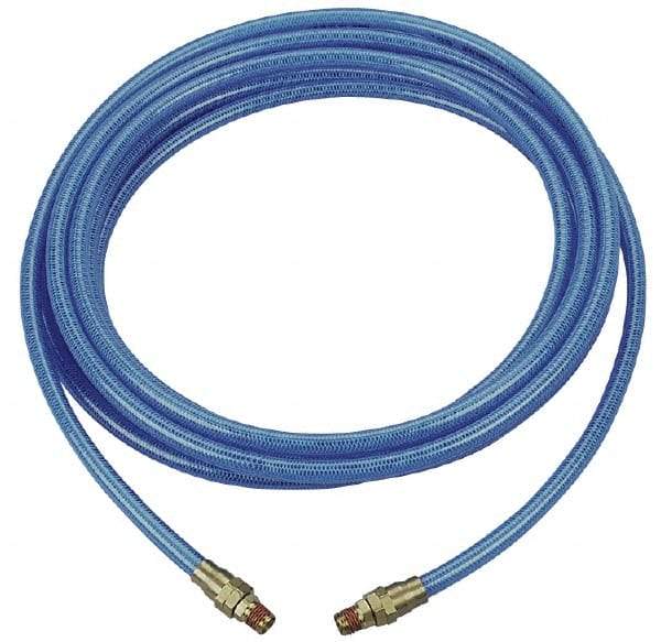 Coilhose Pneumatics - 3/8" ID 25' Long Multipurpose Air Hose - MNPT x MNPT Ends, 200 Working psi, -40 to 165°F, 1/4" Fitting, Transparent Blue - All Tool & Supply