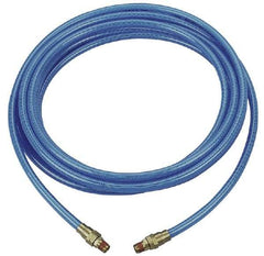 Coilhose Pneumatics - 3/8" ID 50' Long Multipurpose Air Hose - MNPT x MNPT Ends, 200 Working psi, -40 to 165°F, 1/4" Fitting, Transparent Blue - All Tool & Supply