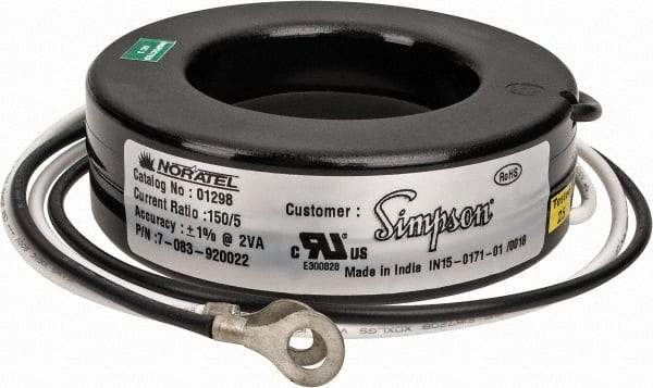 Simpson Electric - 2 VA Burden, 150 Amp AC Input, 5 Amp AC Output, 50 to 400 Hz, Panel Meter Donut Current Transformer - Screw Terminal, For Use with AC Ammeter - All Tool & Supply