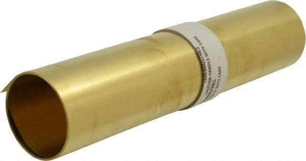 Made in USA - 10 Ft. Long x 12 Inch Wide x 0.005 Inch Thick, Roll Shim Stock - Brass - All Tool & Supply