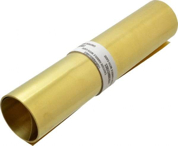 Made in USA - 10 Ft. Long x 12 Inch Wide x 0.006 Inch Thick, Roll Shim Stock - Brass - All Tool & Supply