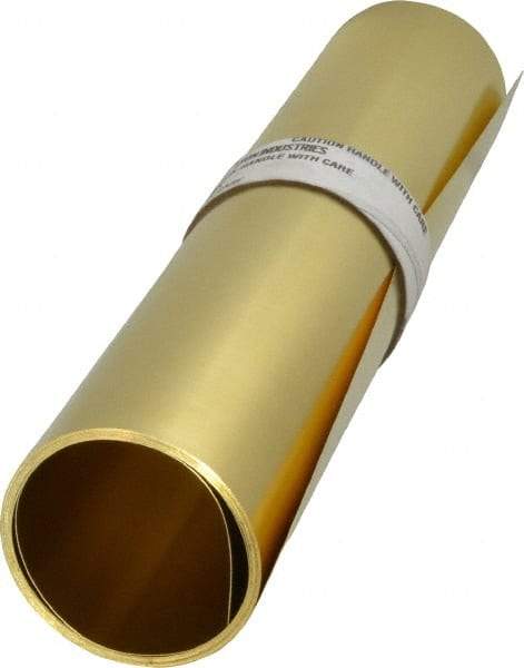 Made in USA - 10 Ft. Long x 12 Inch Wide x 0.008 Inch Thick, Roll Shim Stock - Brass - All Tool & Supply