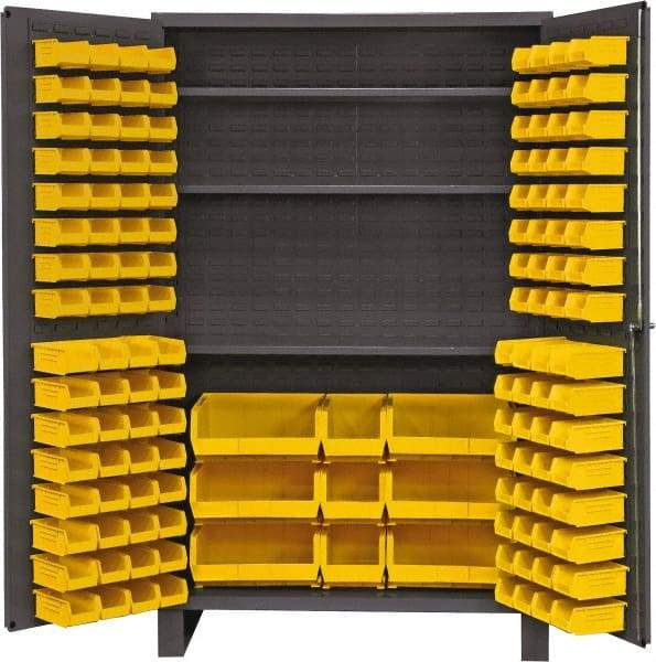 Durham - 3 Shelf 137 Bin Storage Cabinet - Steel, 48" Wide x 24" Deep x 78" High, Gray - All Tool & Supply