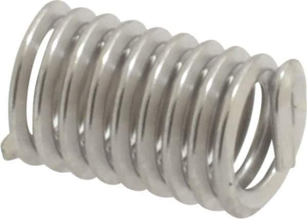 Heli-Coil - #10-24 UNC, 0.475" OAL, Free Running Helical Insert - 9-1/4 Free Coils, Tanged, 304 Stainless Steel, Bright Finish, 2-1/2D Insert Length - All Tool & Supply