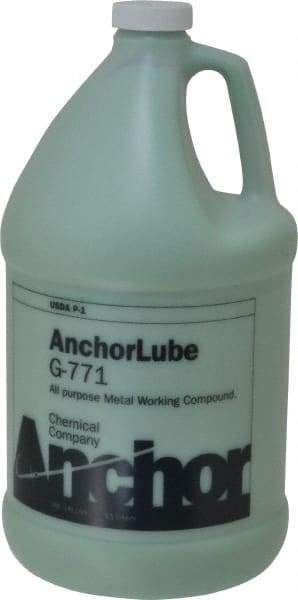 Made in USA - Anchorlube G-771, 1 Gal Bottle Cutting Fluid - Water Soluble, For Broaching, Counterboring, Drawing, Drilling, Engraving, Fly-Cutting, Hole Extruding, Milling, Piercing, Punching, Sawing, Seat Forming, Spot Facing, Tapping - All Tool & Supply