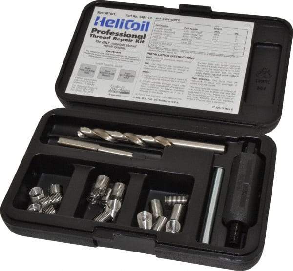 Heli-Coil - 18 Inserts, M10x1.00 Metric Fine, Thread Repair Kit - 15mm Insert Length - Exact Industrial Supply