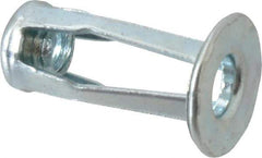 RivetKing - #10-24 UNC Thread, Clear Zinc Plated, Steel, Screwdriver Installed Rivet Nut - 0.12 to 0.16" Grip, 17/32" Flange Diam, 7/8" Long - All Tool & Supply