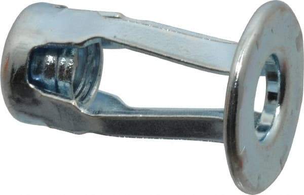 RivetKing - 1/4-20 UNC Thread, Clear Zinc Plated, Steel, Screwdriver Installed Rivet Nut - 1/4 to 0.35" Grip, 5/8" Flange Diam, 29/32" Long - All Tool & Supply