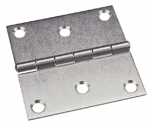 Made in USA - 2" Long x 2" Wide x 0.078" Thick, 302/304 Stainless Steel Commercial Hinge - 4 Holes, 0.187" Pin Diam - All Tool & Supply