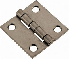 Made in USA - 1-1/2" Long x 1-1/2" Wide x 0.05" Thick, 302/304 Stainless Steel Commercial Hinge - 4 Holes, 0.12" Pin Diam - All Tool & Supply