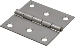 Made in USA - 2-1/2" Long x 2-1/2" Wide x 0.062" Thick, 302/304 Stainless Steel Commercial Hinge - 6 Holes, 0.12" Pin Diam - All Tool & Supply