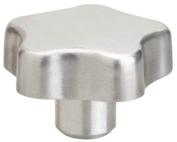 J.W. Winco - 50mm Head Diam, 5 Point Lobed Knob - M10x1.5 Hole, Aluminum - All Tool & Supply