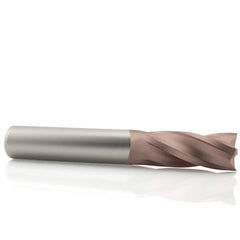 SGS - 5/8", 1-1/4" LOC, 5/8" Shank Diam, 3-1/2" OAL, 4 Flute, Solid Carbide Square End Mill - Single End, TiCN Finish, Spiral Flute, 30° Helix, Centercutting, Right Hand Cut, Right Hand Flute, Series 54 - All Tool & Supply