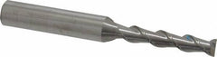 SGS - 1/4", 1-1/4" LOC, 3/8" Shank Diam, 3-1/16" OAL, 2 Flute, Solid Carbide Square End Mill - Single End, Uncoated, Spiral Flute, 45° Helix, Centercutting, Right Hand Cut, Right Hand Flute, Series 44 - All Tool & Supply