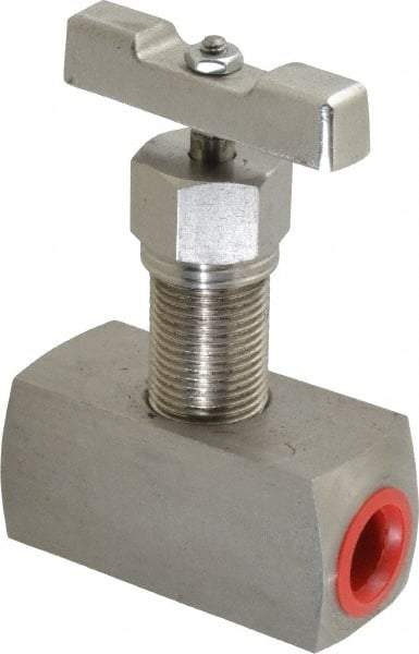 Value Collection - 1/2" Pipe, Inline Hard Seat Needle Valve - FNPT x FNPT Ends, Grade 316 Stainless Steel Valve, 10,000 Max psi - All Tool & Supply