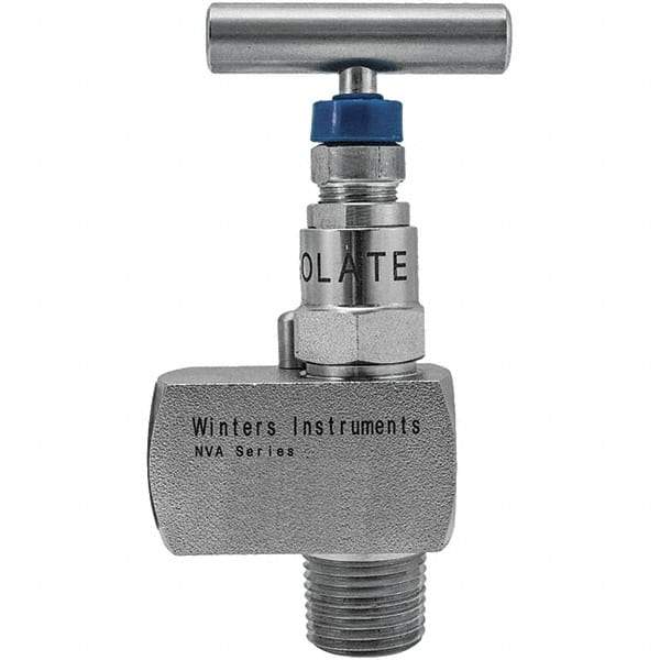 Value Collection - 1/2" Pipe, Angled Hard Seat Needle Valve - FNPT x FNPT Ends, Grade 316 Stainless Steel Valve, 10,000 Max psi - All Tool & Supply