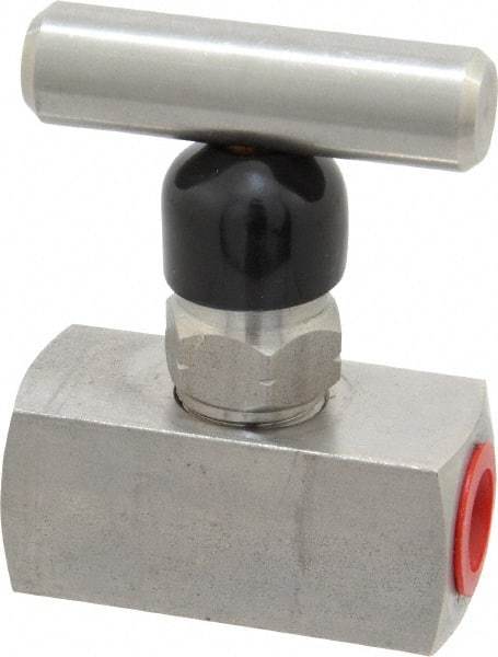 Made in USA - 1/4" Pipe, Inline Miniature Needle Valve - FNPT x FNPT Ends, Grade 316 Stainless Steel Valve, 6,000 Max psi - All Tool & Supply