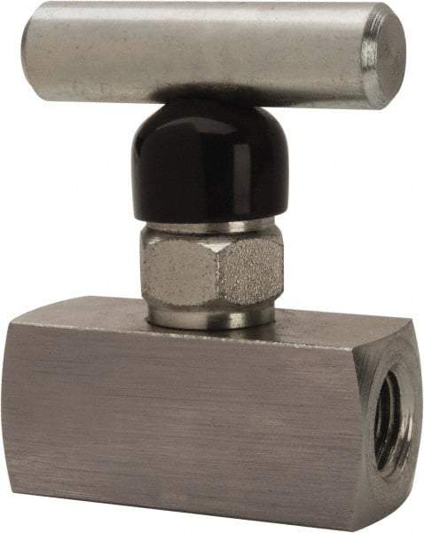 Made in USA - 1/4" Pipe, Inline Miniature Needle Valve - FNPT x FNPT Ends, Alloy Valve, 6,000 Max psi - All Tool & Supply