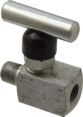 Made in USA - 1/4" Pipe, Inline Miniature Needle Valve - MNPT x FNPT Ends, Alloy Valve, 6,000 Max psi - All Tool & Supply