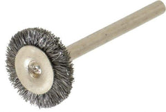 Osborn - 5/8" OD, 1/8" Shank Diam, Crimped Steel Wheel Brush - 0.005" Filament Diam, 25,000 RPM - All Tool & Supply