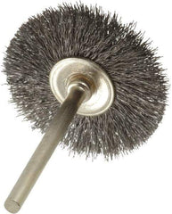 Osborn - 1-1/4" OD, 1/8" Shank Diam, Crimped Steel Wheel Brush - 0.005" Filament Diam, 25,000 RPM - All Tool & Supply