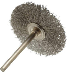 Osborn - 1-1/2" OD, 1/8" Shank Diam, Crimped Stainless Steel Wheel Brush - 0.005" Filament Diam, 25,000 RPM - All Tool & Supply