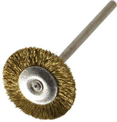 Osborn - 3/4" OD, 3/32" Shank Diam, Crimped Brass Wheel Brush - 0.005" Filament Diam, 25,000 RPM - All Tool & Supply