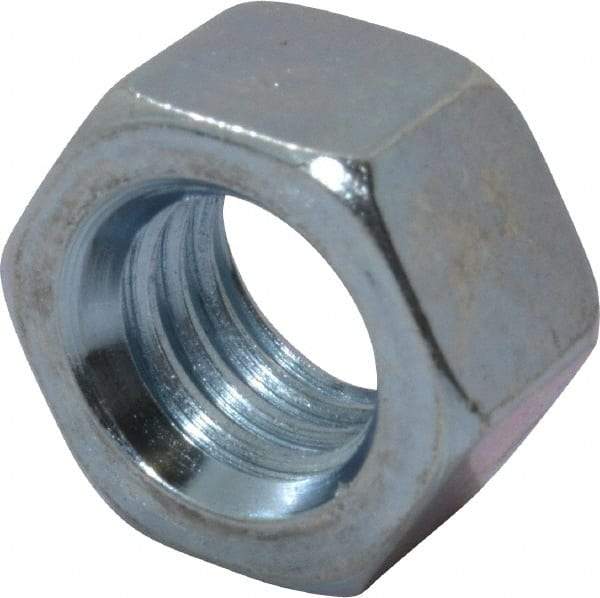 Value Collection - 3/8-16 UNC Steel Right Hand Hex Nut - 9/16" Across Flats, 21/64" High, Zinc Clear Finish - All Tool & Supply