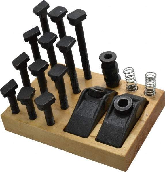 Value Collection - 21 Piece Adjustable Fixturing Clamp Set with 5/8" T-Slot, 1/2-13 Stud Thread - All Tool & Supply