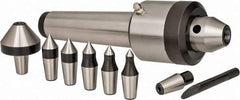 Interstate - 7 Point, 200 Lb Max Workpiece, 7-3/4" OAL, 1-29/32" Head Diam, Tool Steel, Live Center & Point Set - 4MT Taper, Interchangeable - All Tool & Supply