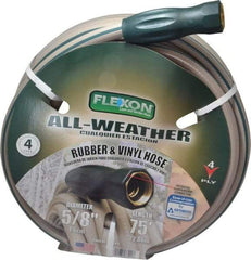 Made in USA - 75' Long All Weather Hose - 5/8" Diam, 3/4" GHT, Rubber/Vinyl, 300 psi, All Season, Green - All Tool & Supply