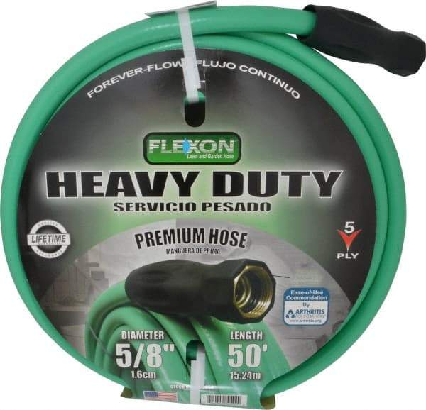 Made in USA - 50' Long Forever Hose - 5/8" Diam, 3/4" GHT, Rubber/Vinyl, 340 psi, All Season, Green - All Tool & Supply