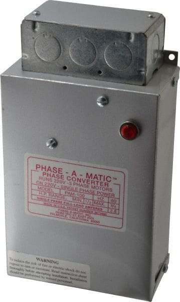 Made in USA - 1/3 to 3/4 hp Static Phase Converter - All Tool & Supply