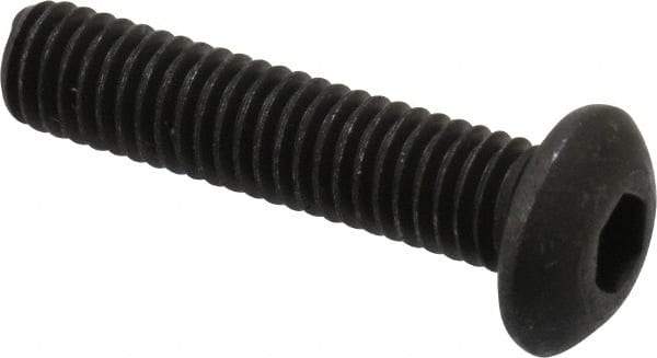 Value Collection - #10-32 UNF Hex Socket Drive, Button Screw - Alloy Steel, Black Oxide Finish, Fully Threaded, 7/8" Length Under Head - All Tool & Supply