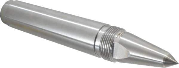 Royal Products - 1.231" Head Diam, Carbide-Tipped Steel Long Point Solid Dead Center - 4MT Morse Taper, 1/2" Point Diam, 7-5/16" OAL - All Tool & Supply